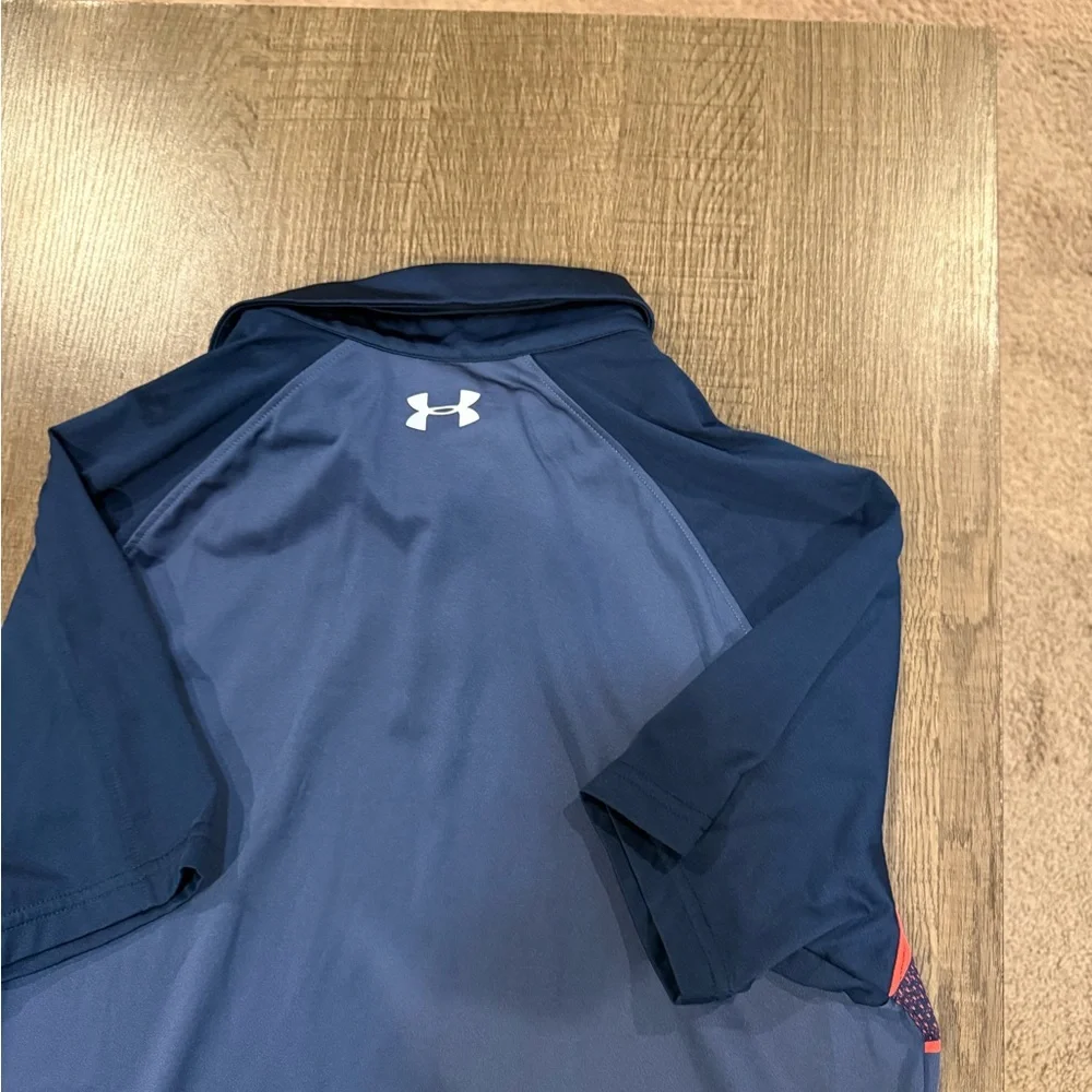 Under Armour Athletic Polo - Two-Tone Blue with Orange Stripes - Picture 3 of 5